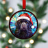 Newfoundland in Santa Hat Suncatcher Decoration